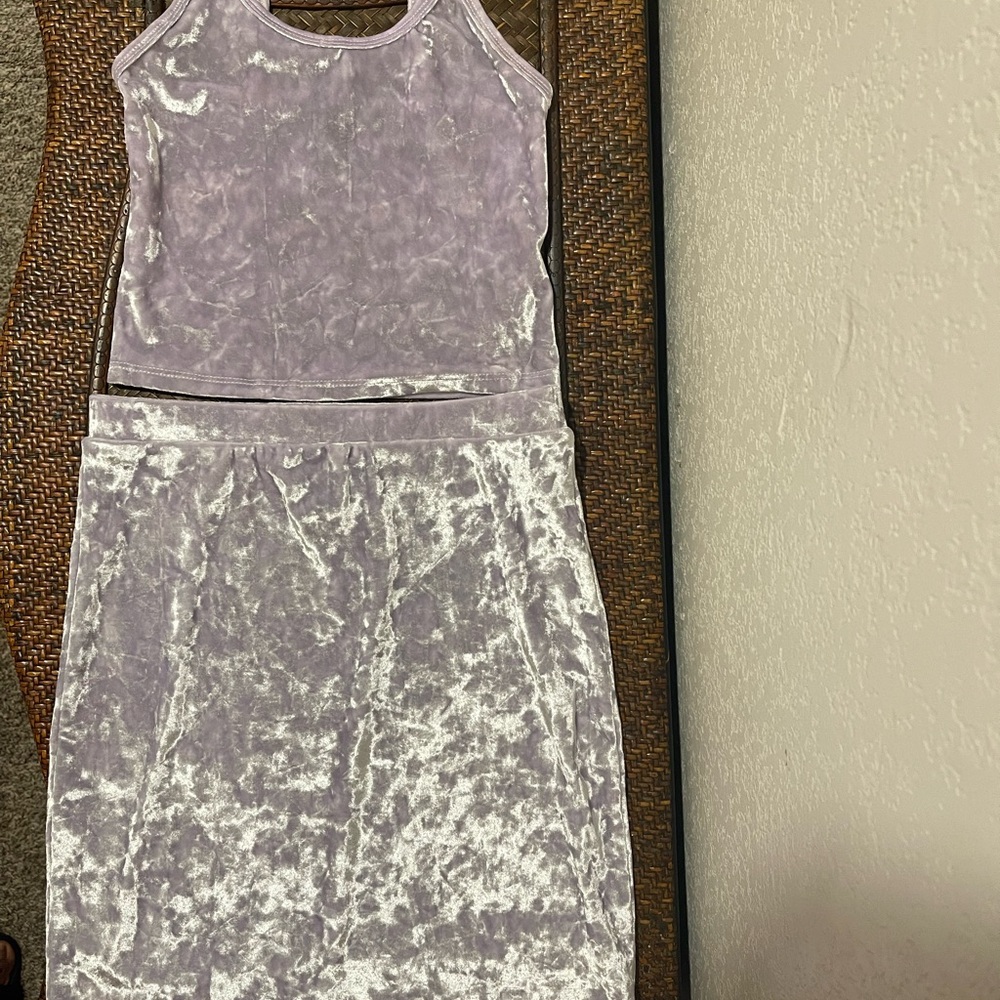 Mini Skirt Set - Forever 21 Cropped Cami Tank Top & Mini Skirt Set Lavender Sz S - Picture 10 of 16